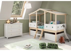 Comodă pentru copii albă joasă din lemn de pin 100x80 cm Max – Marckeric