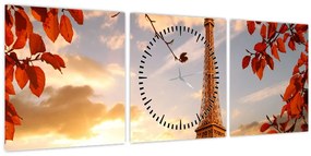 Tablou - Paris (cu ceas) (90x30 cm)