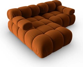Coltar modular stanga 3 locuri, Bellis, Micadoni Home, BL, 188x155x70 cm, catifea, caramiziu
