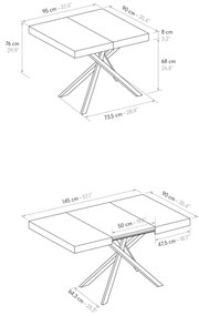 MASA TIFANY BLAT ALB FRASIN - 160 cm / 90 cm / h 77 - NEGRU