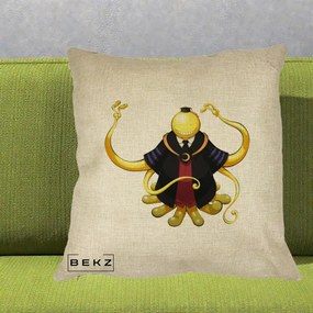 Perna Personalizata Assassination Classroom Koro-sensei, 40x40 cm, Crem, Husa Detasabila, Perna Inclusa, BEKZ®
