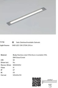 Corp de iluminat LED de exterior incastrabil pavaj IP65 FALLS 12W 2700K