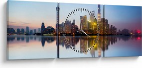 Tablou - Cerului dimineții deasupra Shanghaiului (cu ceas) (90x30 cm)
