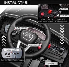 HOMCOM Mașină Electrică pentru Copii Audi RS Q8, 6V, 2 Motoare, Telecomandă, PP, 101x62x51 cm, Negru | Aosom Romania