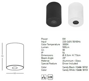 Spot LED aplicat de exterior iluminat decorati IP54 Vasyl alb