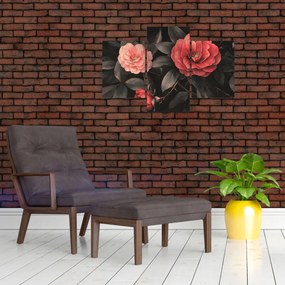 Tablou - Flori roșii pe fundal întunecat (90x60 cm)