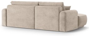 Coltar extensibil stanga 5 locuri, modular, cu lada depozitare, Ella, Micadoni Home, 271x174x94 cm, tesatura structurata chenille, bej sand