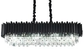 Candelabru Cristal, 8 X E27, Negru, 80x30cm