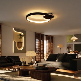 HOMCOM Lampă de tavan LED Modernă de 40W cu 2 Inele și Lumină Reglabilă, Negru | Aosom Romania