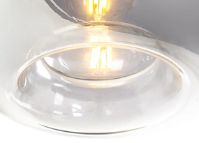 Lampă suspendată inteligentă neagră cu sticlă fumurie inclusiv 3 Wifi P45 - Busa