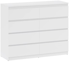 HOMCOM Comodă 8 Sertare cu Mânere Canelate 120x39x100 cm Alb | Aosom Romania