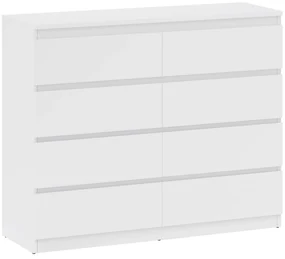 HOMCOM Comodă 8 Sertare cu Mânere Canelate 120x39x100 cm Alb | Aosom Romania