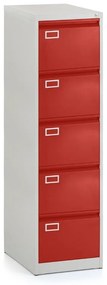 Dosar metalic A4 - 5 sertare, 45,5 x 62 x 162,5 cm, încuietoare cilindru, roșu - ral 3000