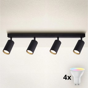 Brilagi - Plafonieră LED RGBW reglabilă SELE MODERN, 4x GU10, 6,5W, 230V, Wi-Fi, negru