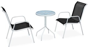 vidaXL Set mobilier bistro, 3 piese, negru, oțel
