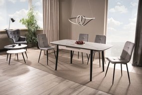Masa extensibila Apollo Ceramica marmura alba/negru mat - L120-160 cm