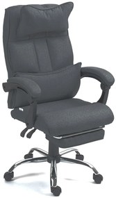Scaun birou, suport lombar cu masaj, spătar rabatabil, tetieră, suport pentru picioare, material textil, Negru