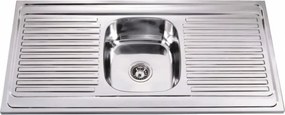 Chiuveta inox Inter Ceramic Alpaca cu o cuva si doua picuratoare finisaj inox lucios 120x60 cm