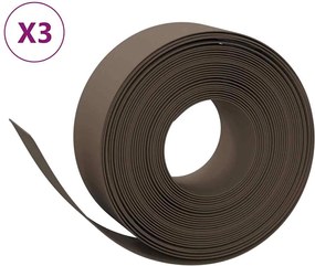 vidaXL Borduri de grădină, 3 buc, maro, 10 m 20 cm, polietilenă