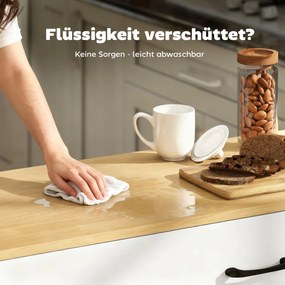 HOMCOM Insulă de bucătărie pe roți, blat extensibil, uși de dulap Soft-Close, sertare, suport pentru prosoape, MDF, Alb | Aosom Romania