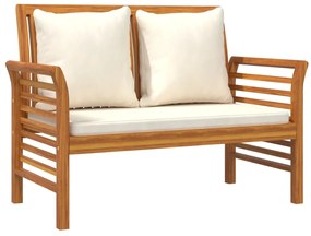 312139 vidaXL Banchetă canapea cu perne alb crem, lemn masiv de acacia