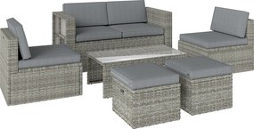 Outsunny Set de Grădină din Ratan 6 Locuri, Design Compact, Gri Închis | Aosom Romania