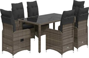 vidaXL Set bistro de grădină cu perne, 5 piese, gri, poliratan