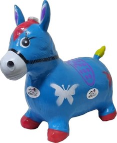 Calut de sarit gonflabil NOVOKIDS™ Jumping Donkey, Cu sunete si lumini, Dimensiuni 55X50X25 cm, Pentru interior si exterior, Max 50 kg, Albastru