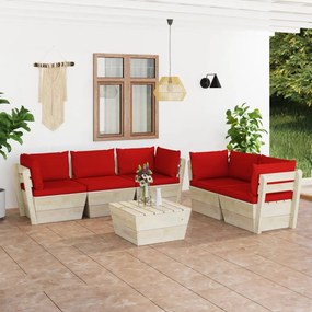 3063522 vidaXL Set mobilier grădină din paleți cu perne, 6 piese, lemn molid