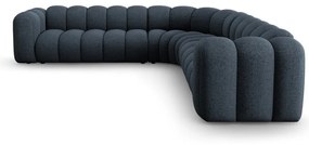 Colțar modular albastru cu tapițerie din chenille Lupine – Micadoni