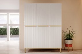 Dulap Nicole 150 cm - alb mat / mânere aurii