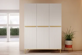 Dulap Nicole 150 cm - alb mat / mânere aurii