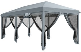 Outsunny Pergolă Pliabilă cu 6 Plase de Țânțari, Pergolă de Grădină cu Structură din Oțel, 591x295cm, Crem Alb | Aosom Romania