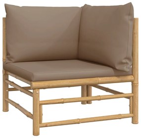 Set mobilier de grădină cu perne gri taupe, 12 piese, bambus