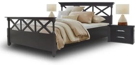 Set Pat Cu 2 Noptiere Brasov, Negru, Dimensiune Saltea 160 x 200 Cm