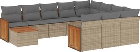 vidaXL Set canapele de grădină cu perne, 11 piese, bej, poliratan
