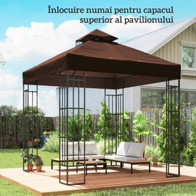 Outsunny Acoperiș de Schimb pentru Foișor 3x3 m cu 2 Niveluri pentru Grădină, Copertină Rezistentă la Apă din Țesătură Oxford 370g/㎡ Anti-UV 30+ cu Orificii de Drenaj, Cafeniu | Aosom Romania