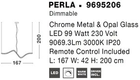 Lustra LED suspendata, dimabila, deosebita design lux PERLA opal, auriu
