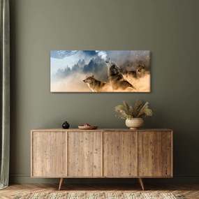 Tablou - lupii urlând la lună (120x50 cm)