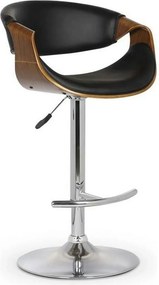 Scaun bar H100, negru/nuc, piele ecologica/otel, 53x50x88/109 cm