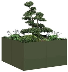 vidaXL Jardinieră verde măsline 80x80x40 cm oțel laminat la rece