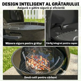 Outsunny Grătar rotund tip kettle | Aosom Romania