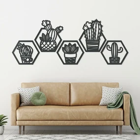 DUBLEZ | Set de Tablouri Hexagonale - Cactuși