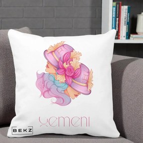Perna Personalizata Zodie Gemeni, 40x40 cm, Alba Mata, Husa Detasabila, Perna Inclusa, BEKZ®