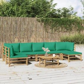3155174 vidaXL Set mobilier de grădină cu perne verzi, 8 piese, bambus