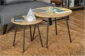 Masuta de cafea rotunda cu blat in decor stejar PAM A 55x45