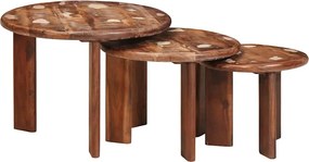 vidaXL Mese de Cafea Nesting 3 pcs Multicolour Lemn recuperat solid