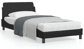 Cadru de pat cu tăblie, negru, 100x200 cm, piele ecologică