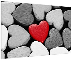 Tablou cu inimioare din lemn (90x60 cm)