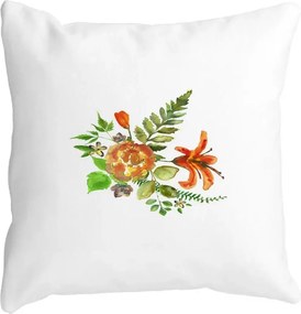 Perna Decorativa Patrata Florale, 40x40 cm, Alba Mata, Husa Detasabila, Perna Inclusa, BEKZ®